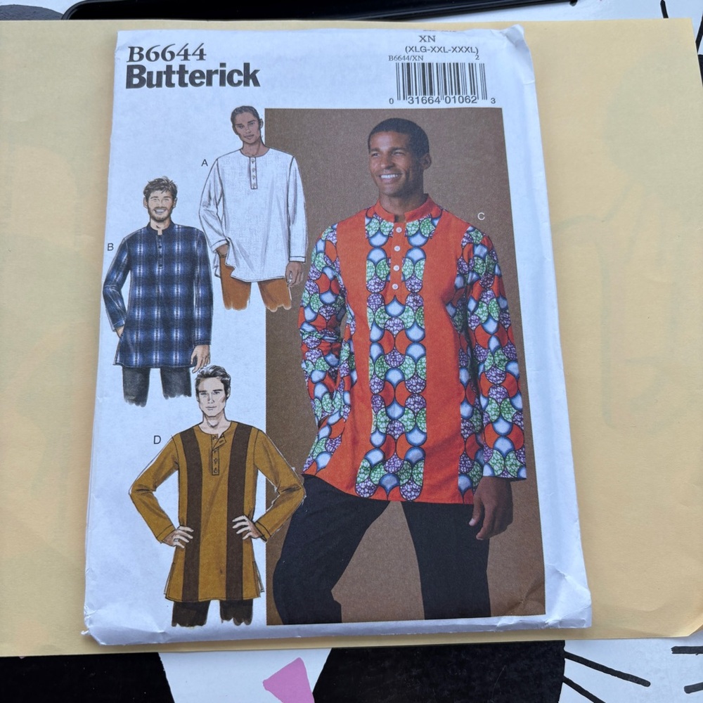 Butterick Pattern B6644 XN for Men’s Loose Fitting Shirt